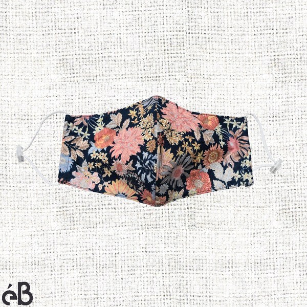 Floral Print II Face Mask, Built-in Filter Pocket and Adjustable Straps - Adult, Lightweight, Breathable, Washable, High Quality - Made in Korea. - eBella Apparel
