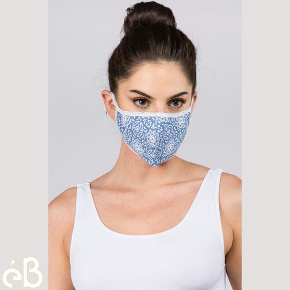 Ethnic Print Face Mask Top Quality Adult Unisex Cloth Mask - Adjustable Washable Anti-Dust Fashion Fast Shipping  Made in Korea - eBella Apparel