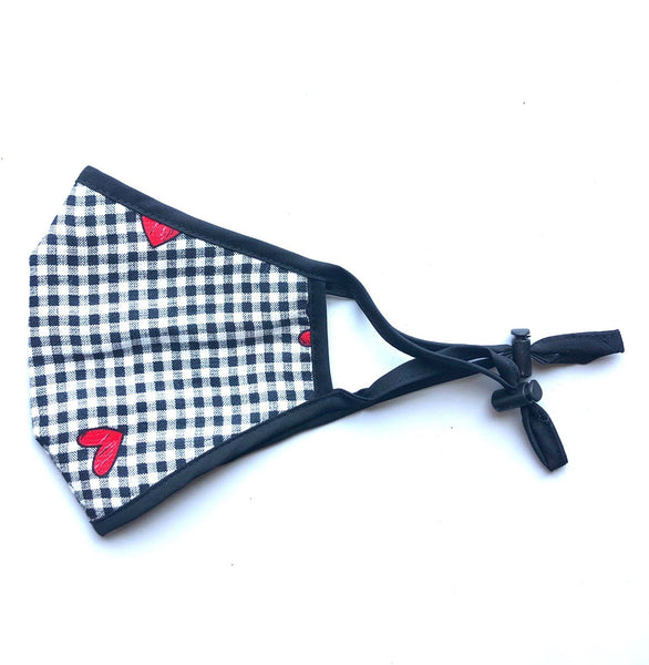Heart Checker Reversible Face Mask Top Quality Adult Unisex Cloth Mask - Adjustable Straps, Washable, Anti-Dust, Fast Shipping  Made in Korea - eBella Apparel