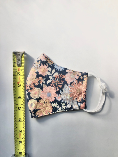 Floral Print II Face Mask, Built-in Filter Pocket and Adjustable Straps - Adult, Lightweight, Breathable, Washable, High Quality - Made in Korea.
