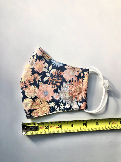 Floral Print II Face Mask, Built-in Filter Pocket and Adjustable Straps - Adult, Lightweight, Breathable, Washable, High Quality - Made in Korea.