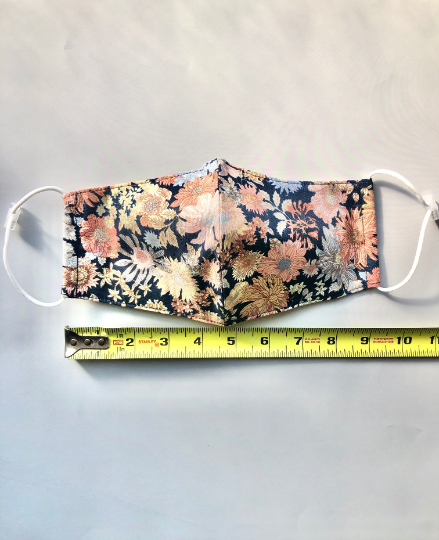 Floral Print II Face Mask, Built-in Filter Pocket and Adjustable Straps - Adult, Lightweight, Breathable, Washable, High Quality - Made in Korea.