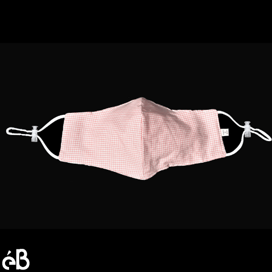 Checker Adjustable Straps Face Mask with Flexible Nose Wire and Filter Pocket - Adult, High Quality, Lightweight, Breathable - Made in Korea - eBella Apparel