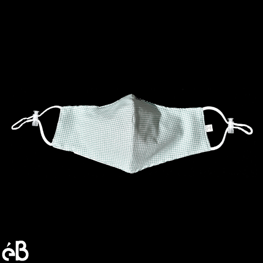 Checker Adjustable Straps Face Mask with Flexible Nose Wire and Filter Pocket - Adult, High Quality, Lightweight, Breathable - Made in Korea - eBella Apparel