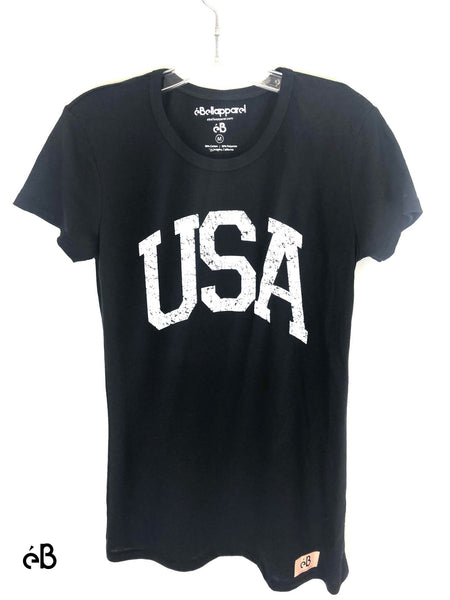 womens usa graphic print tee black