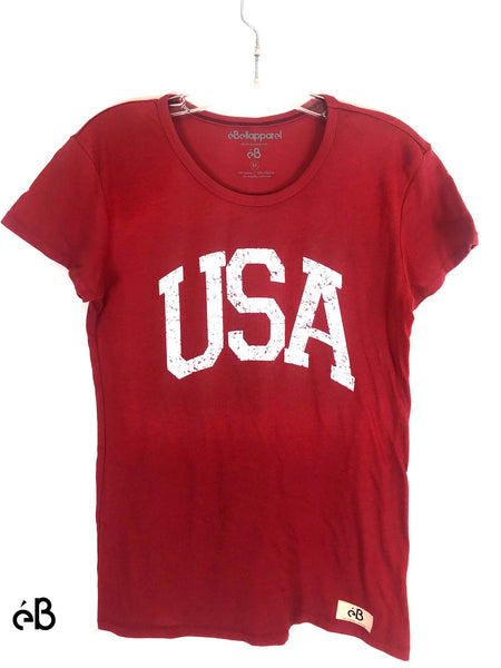 womens usa graphic print tee red